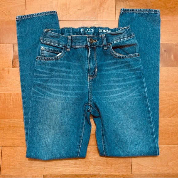 Children’s Place Skinny Blue Jeans Straight Leg Size 12 - Picture 2 of 2